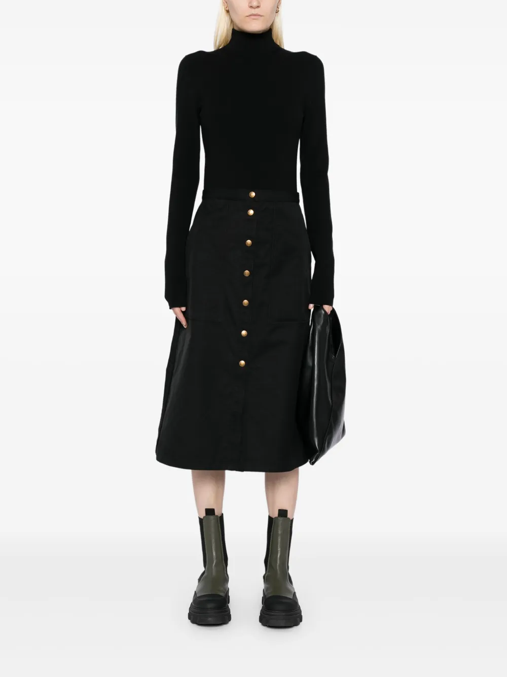 Moncler Button-up midi-rok - Zwart