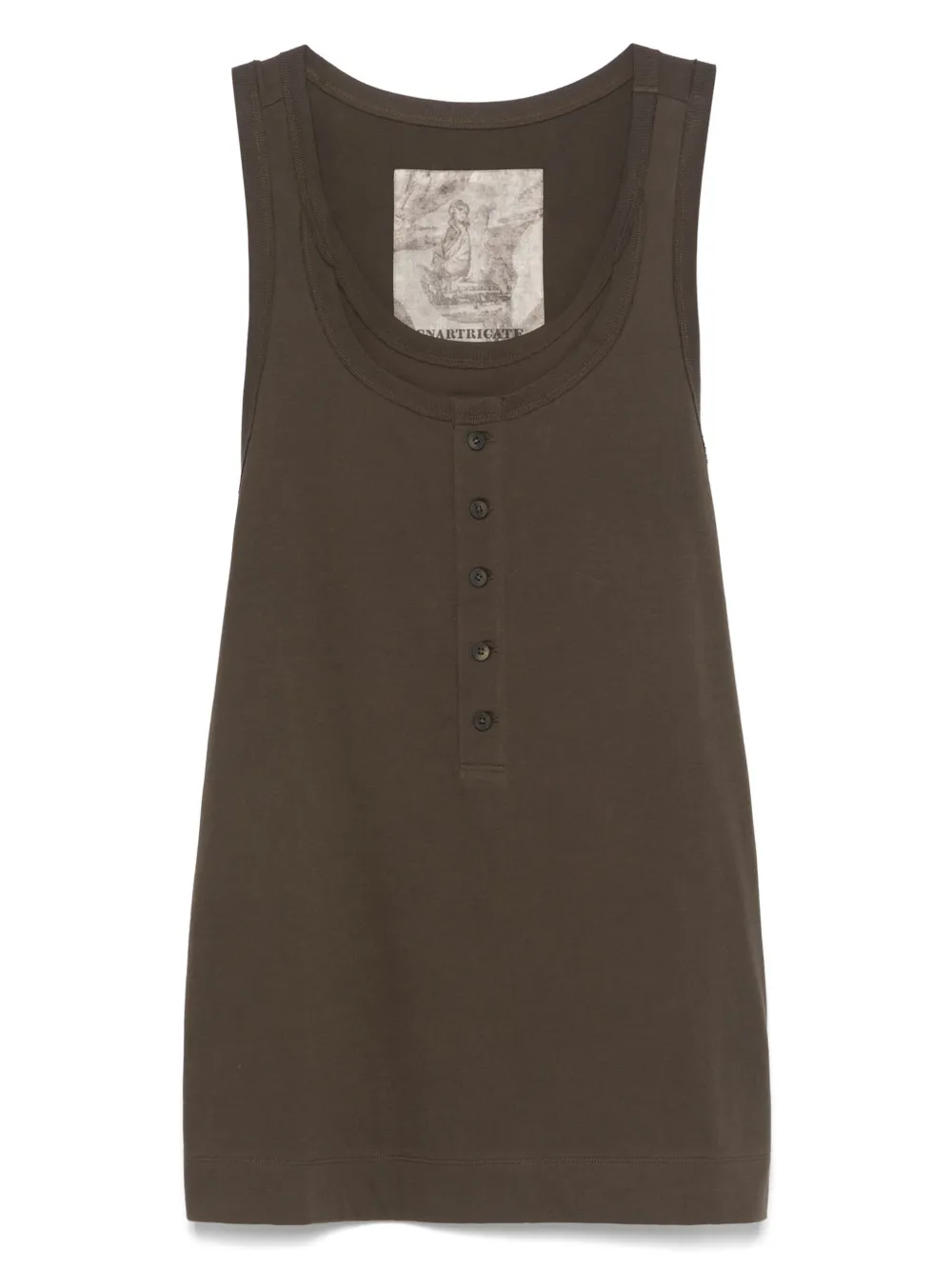 Ziggy Chen layered Henley-neck tank | Brown | Image 1