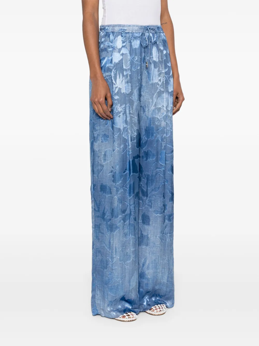 Ermanno Scervino Broek met bloemen-jacquard Blauw