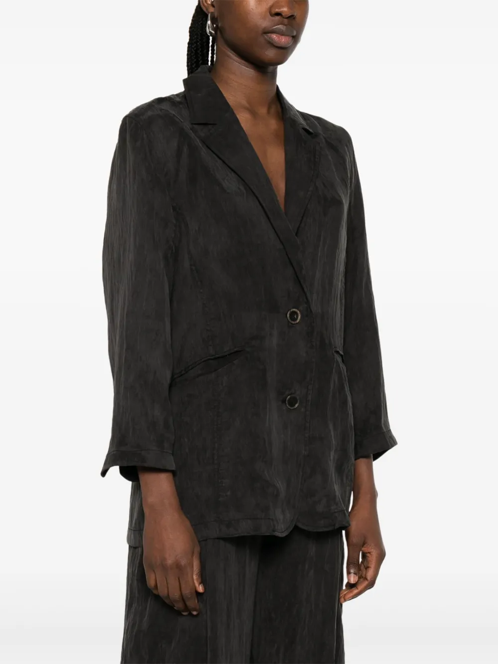 Colour 5 Power Crinkled Finish Blazer In Black