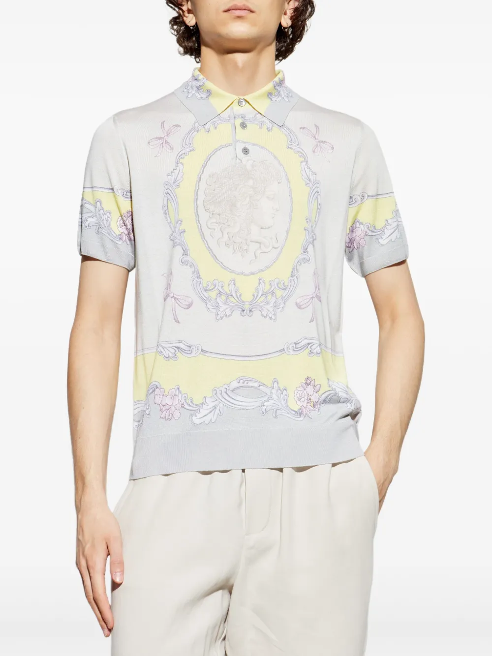 Versace Poloshirt met Medusa-patroon Grijs