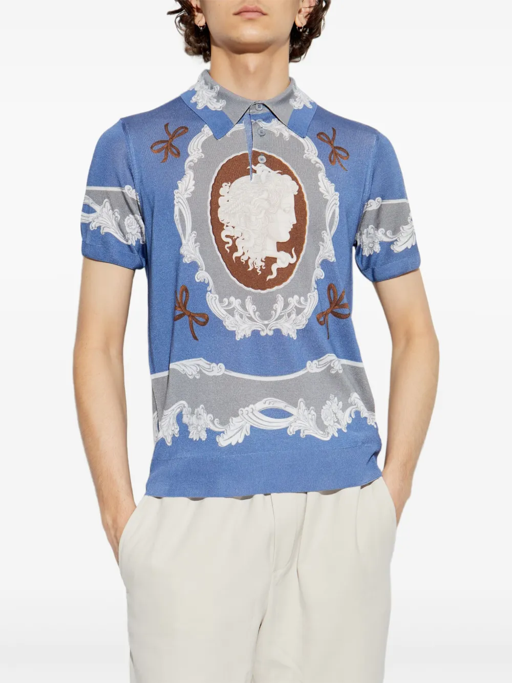Versace Poloshirt met Medusa-patroon Blauw
