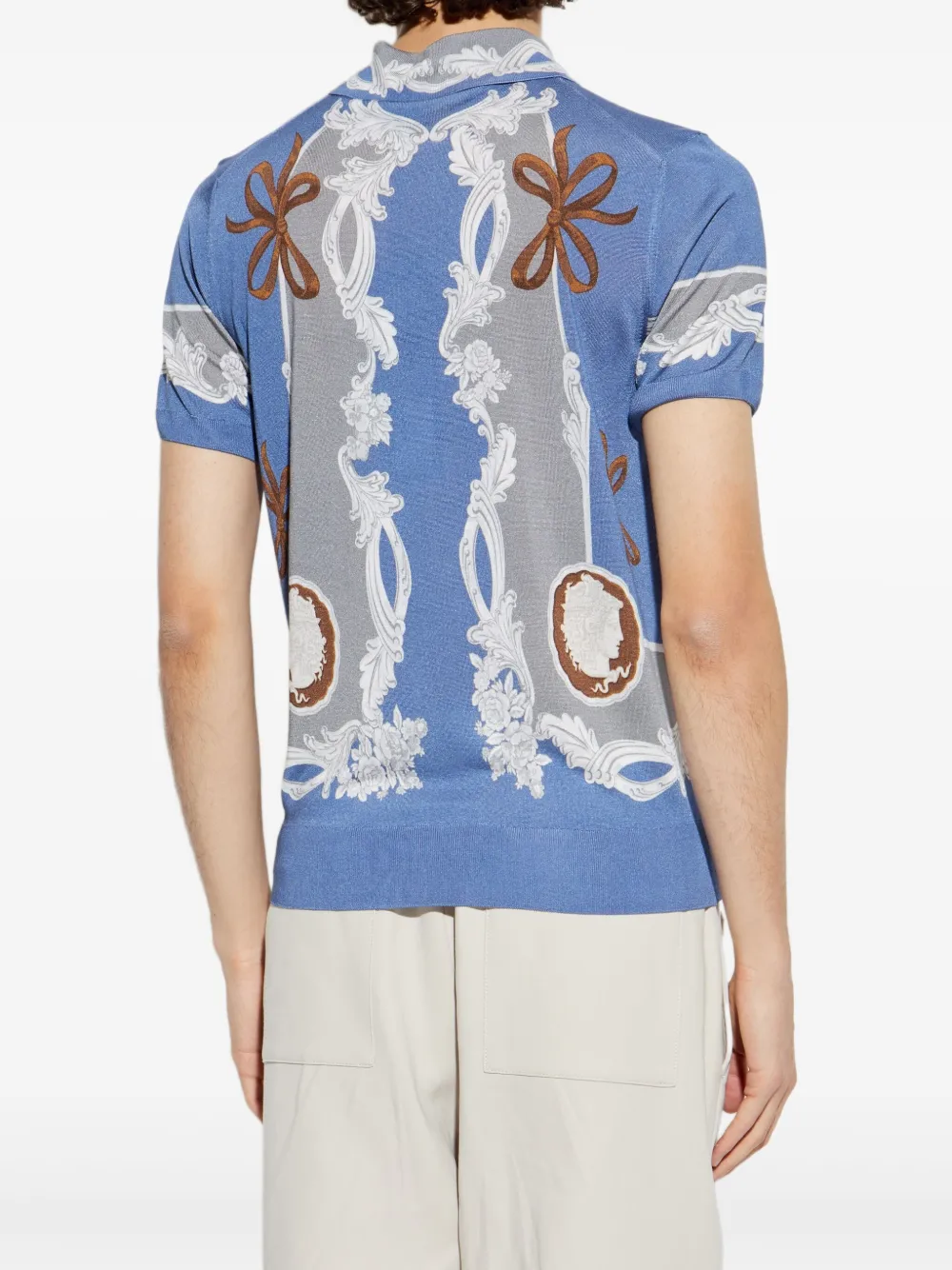 Versace Poloshirt met Medusa-patroon Blauw