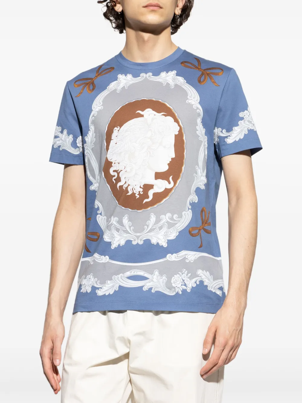 Versace T-shirt met Medusa-patroon Blauw