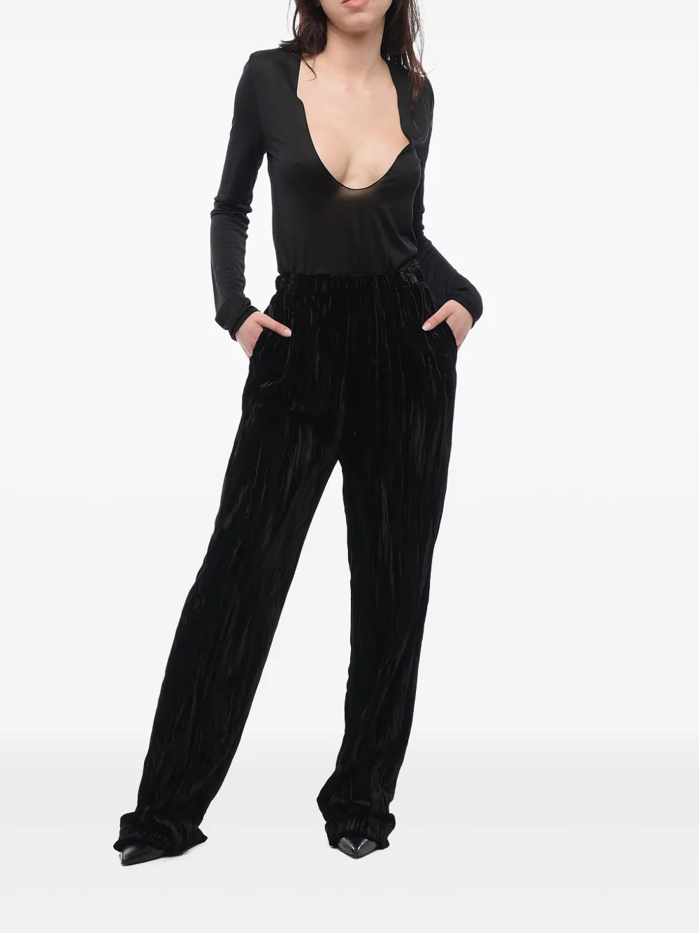 Balenciaga Fluwelen flared broek - Zwart