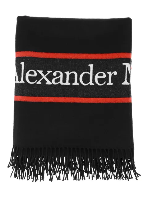 Alexander McQueen logo-embroidered scarf