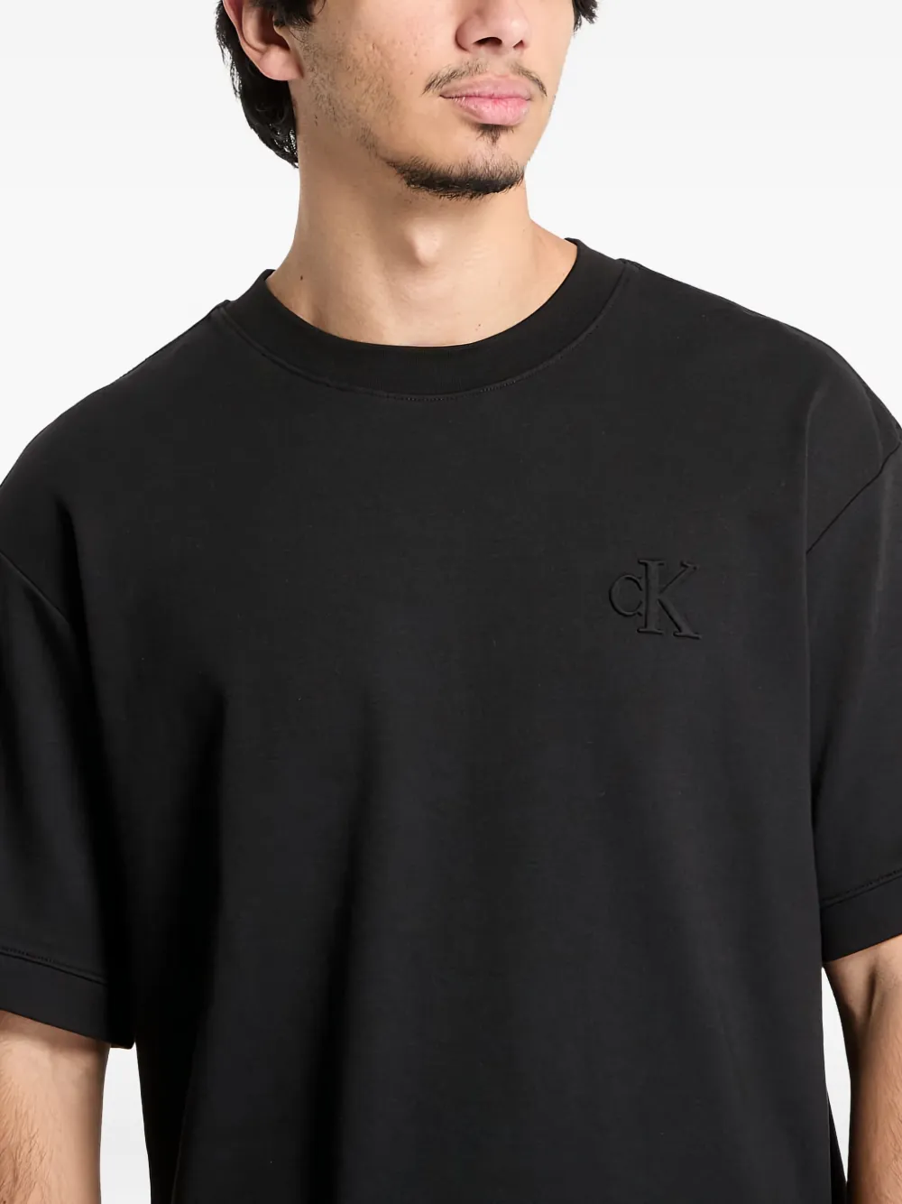 Calvin Klein Katoenen T-shirt met ronde hals Zwart