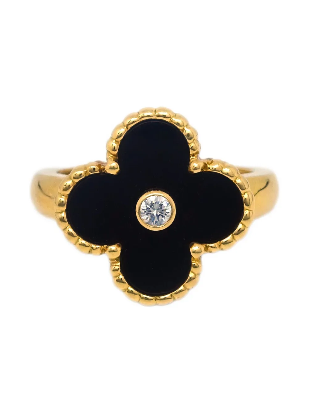 Van Cleef & Arpels Vintage 1990-2000s アルハンブラ オニキス&ダイヤモンド リング Van Cleef & Arpels Vintage 1990-2000s アルハンブラ オニキス&ダイヤモンド リング