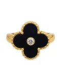 Van Cleef & Arpels Vintage 1990-2000s 18K yellow gold Alhambra onyx and diamond ring