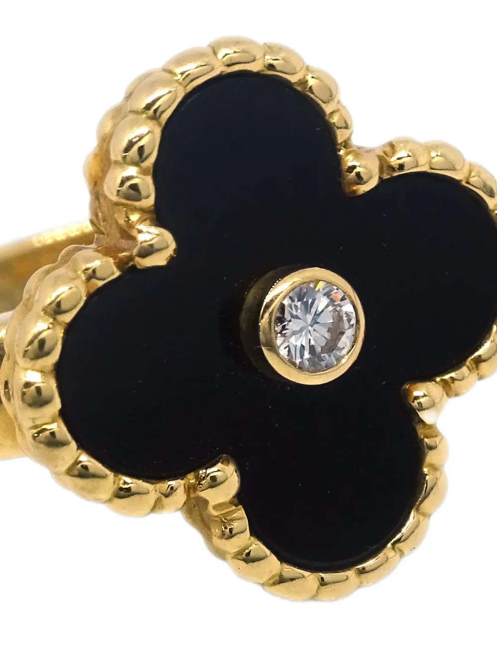 Van Cleef & Arpels Pre-Owned anillo Alhambra en oro amarillo de 18kt con diamantes y ónix 1990-2000 | Image 2