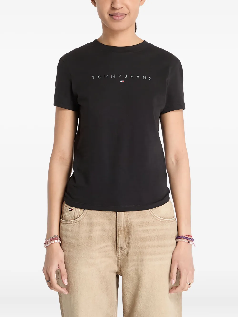 Tommy Jeans Logo-print T-shirt In Black