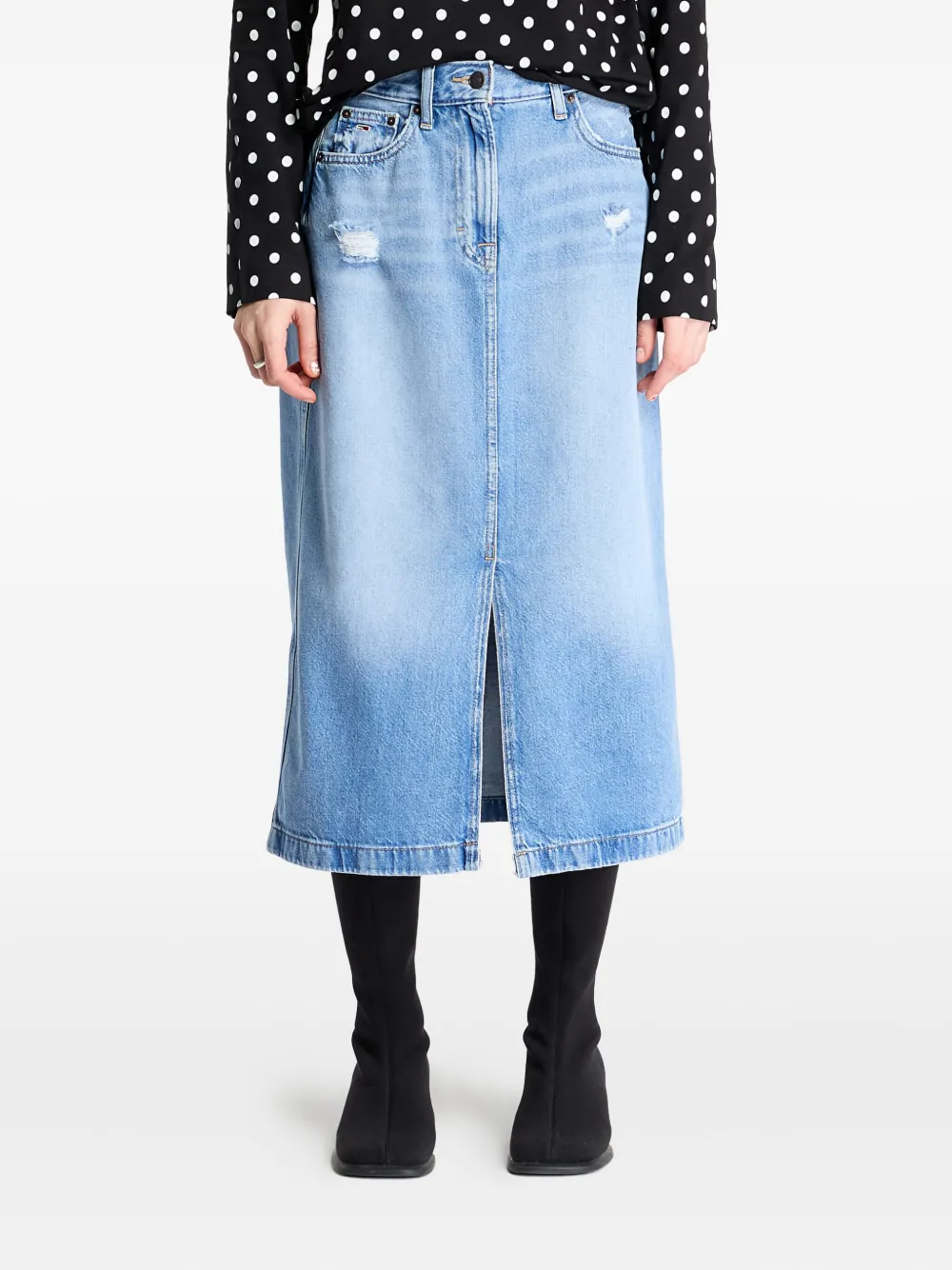 Tommy Jeans Gonna midi con logo - Blu