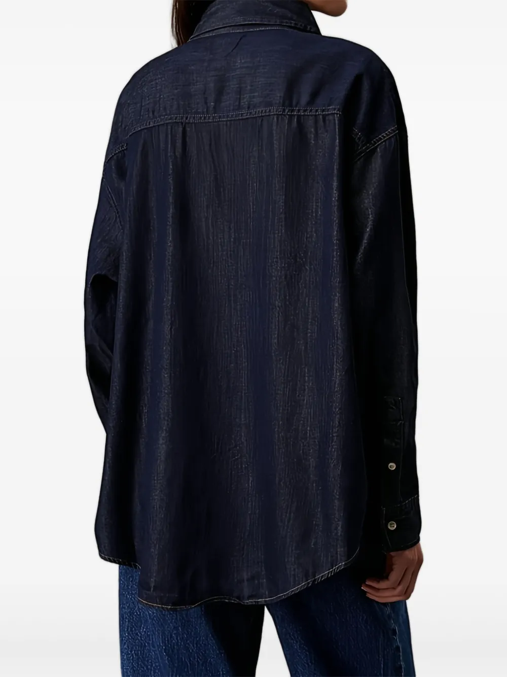 Calvin Klein Oversized denim blouse Blauw
