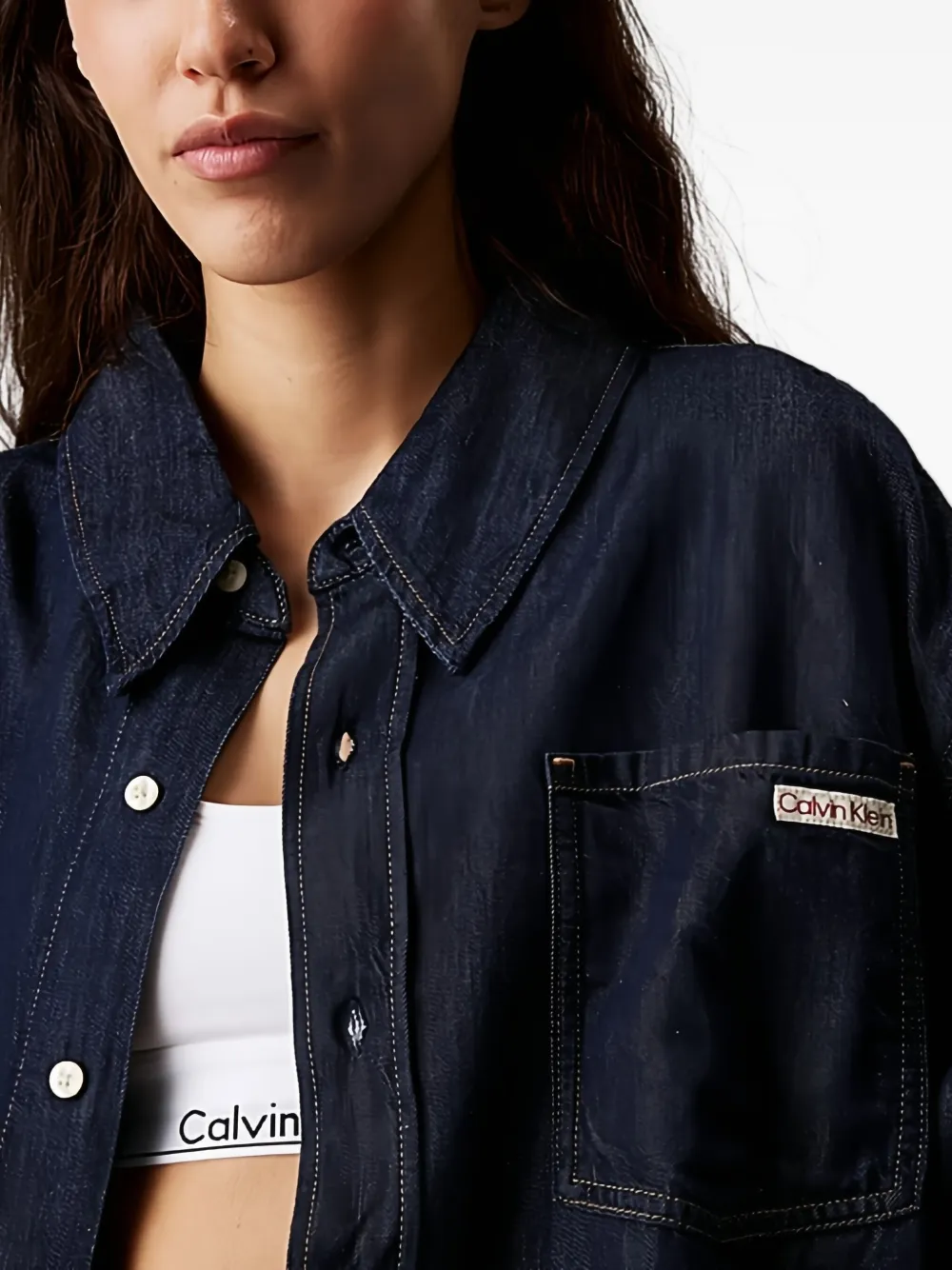 Calvin Klein Oversized denim blouse Blauw
