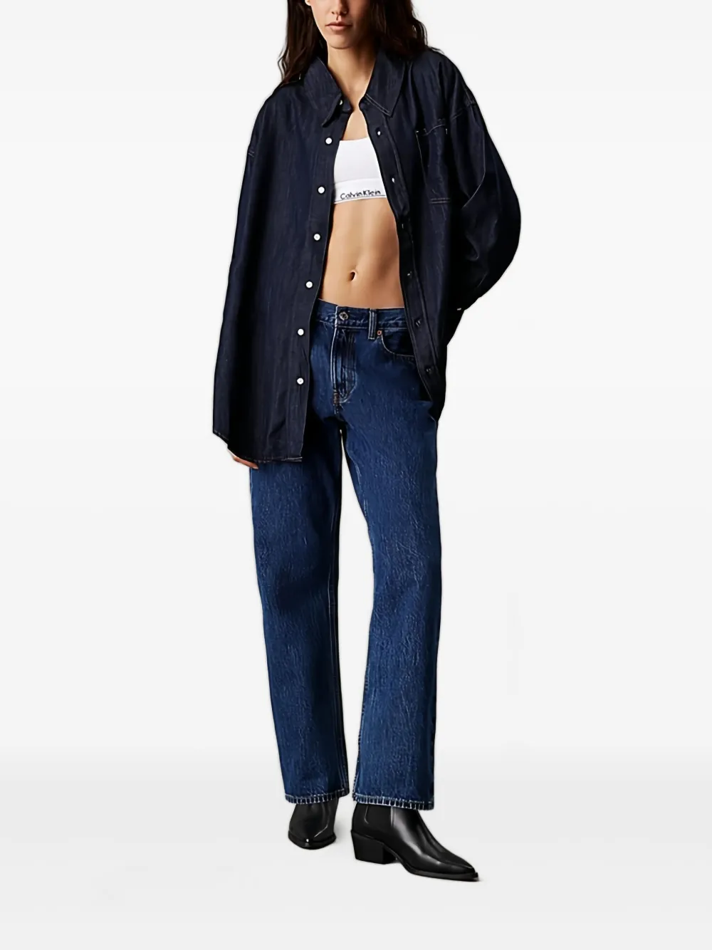 Calvin Klein Oversized denim blouse - Blauw