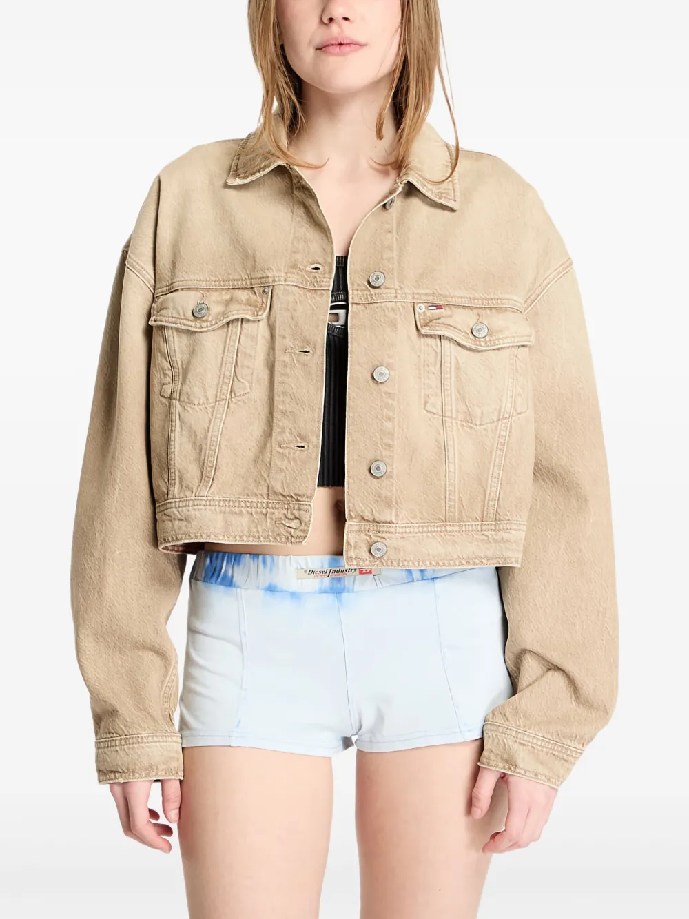 Tommy Hilfiger Cotton Cropped Jacket In Brown