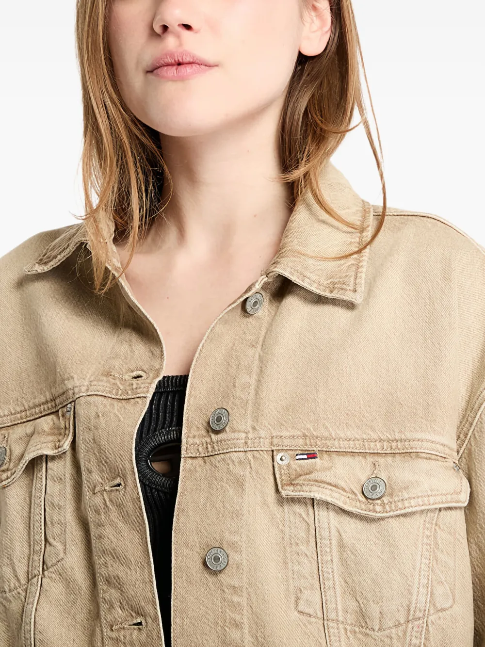 Tommy Hilfiger Cotton Cropped Jacket In Brown