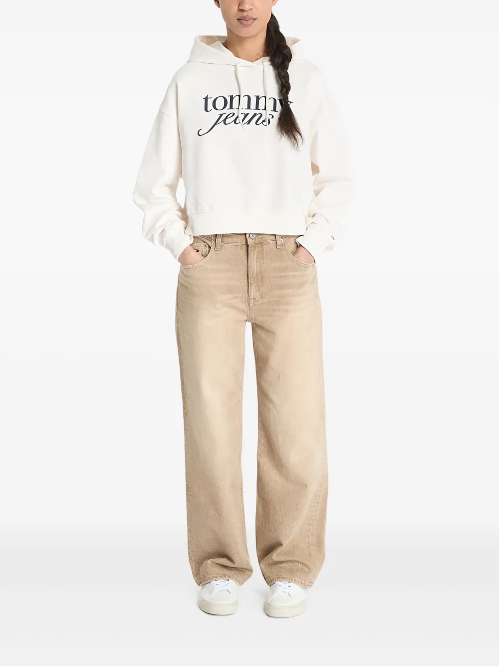 Tommy Jeans logo-print hoodie - Wit