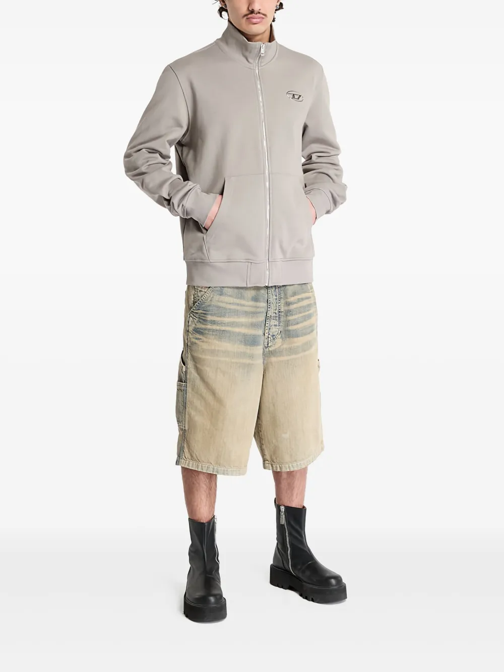 Diesel Ginni sweater met rits - Grijs
