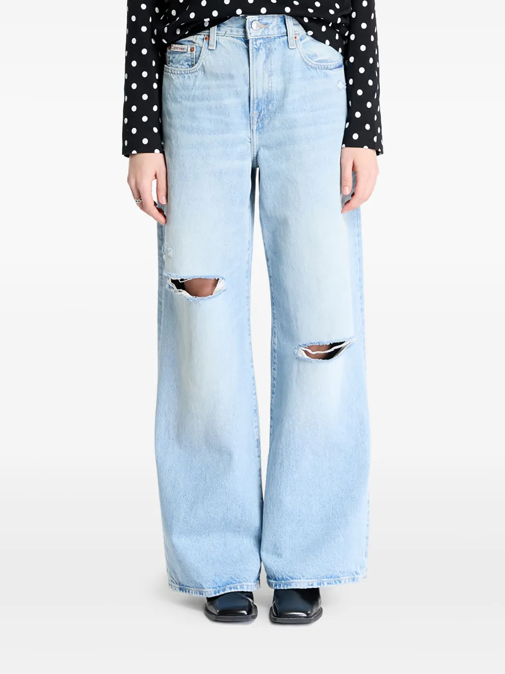 distressed-effect jeans