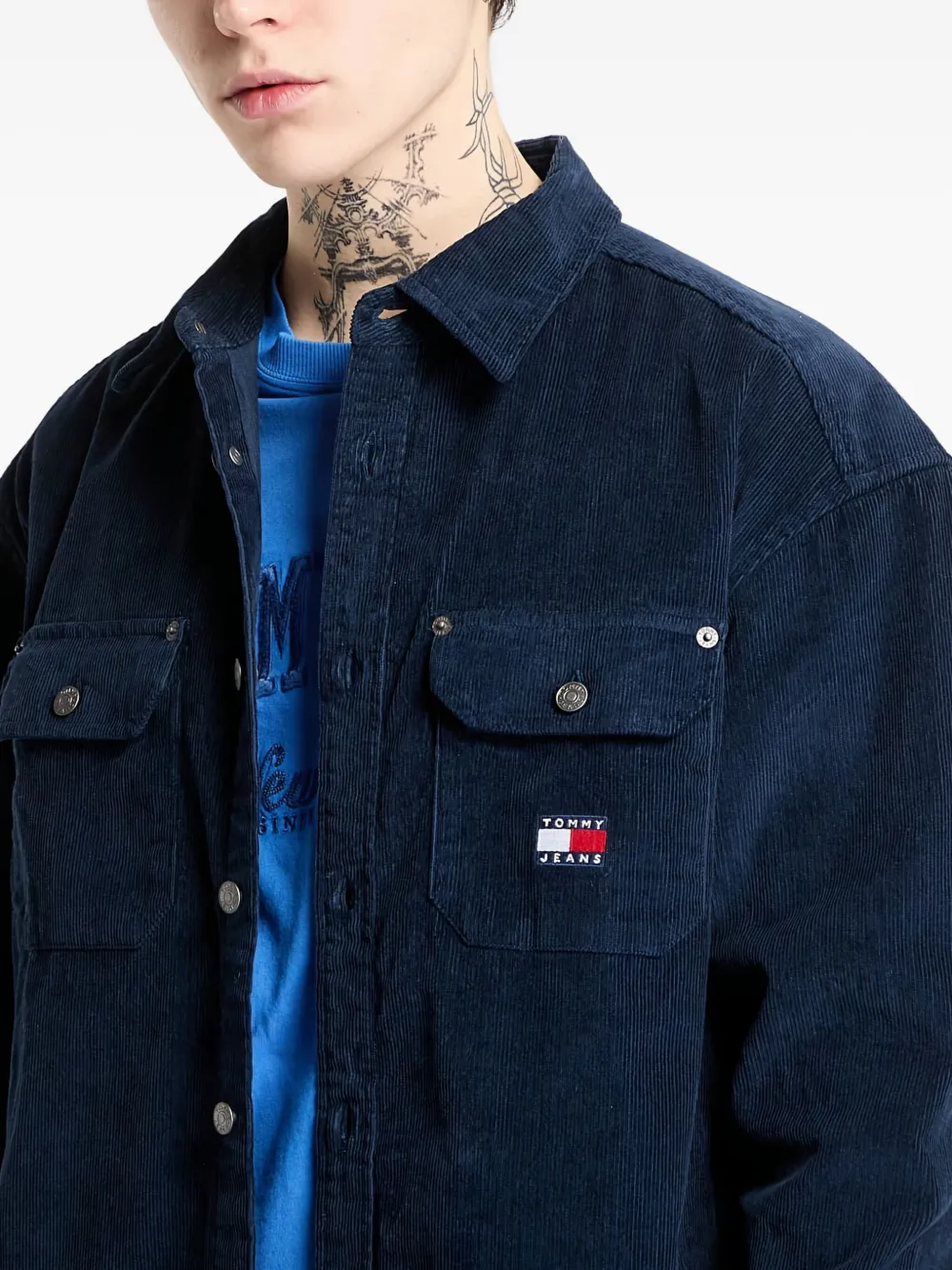 Tommy Hilfiger Ribfluweel shirtjack Blauw