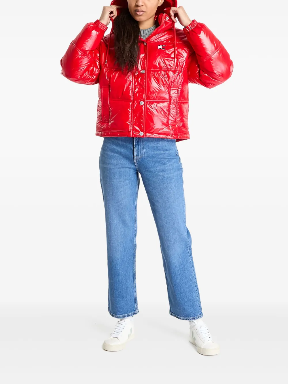 Tommy Jeans Glanzend donsjack Rood