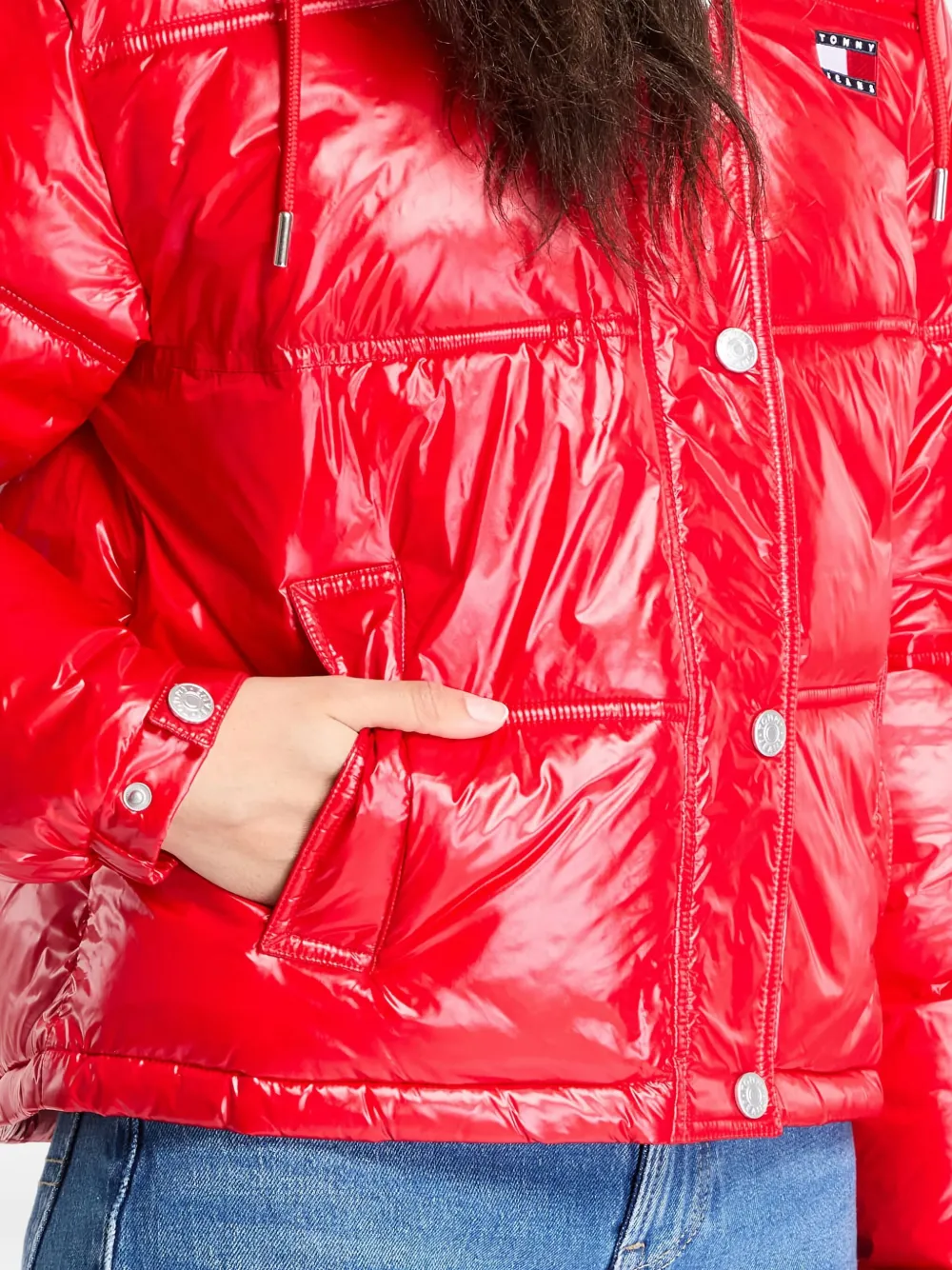 Tommy Jeans Glanzend donsjack Rood