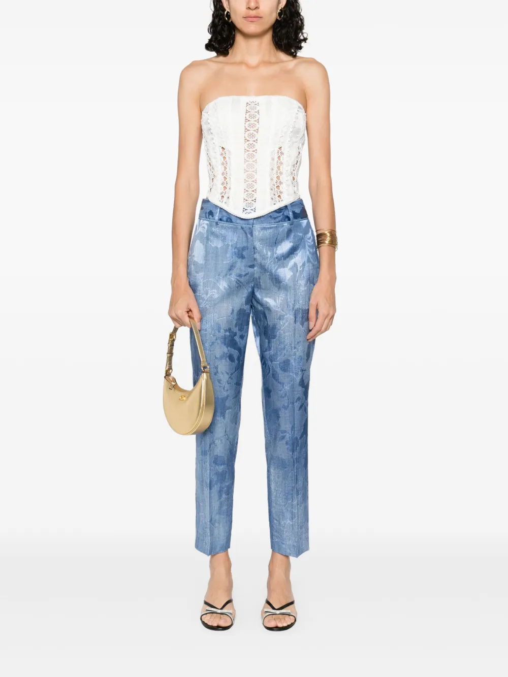 Ermanno Scervino floral-jacquard trousers - Blauw
