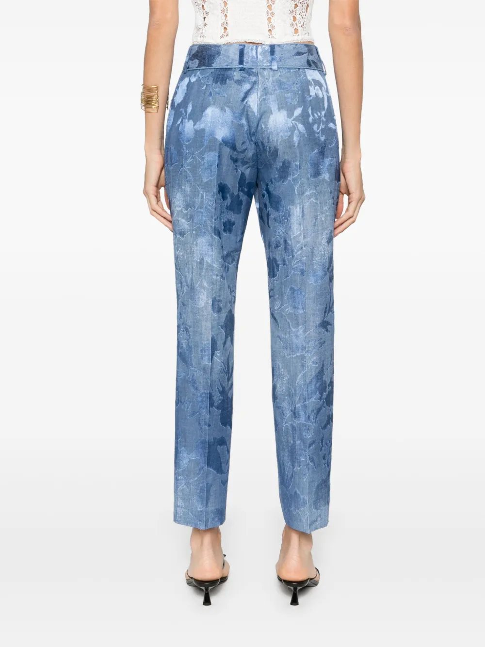 Ermanno Scervino Broek met bloemen jacquard Blauw