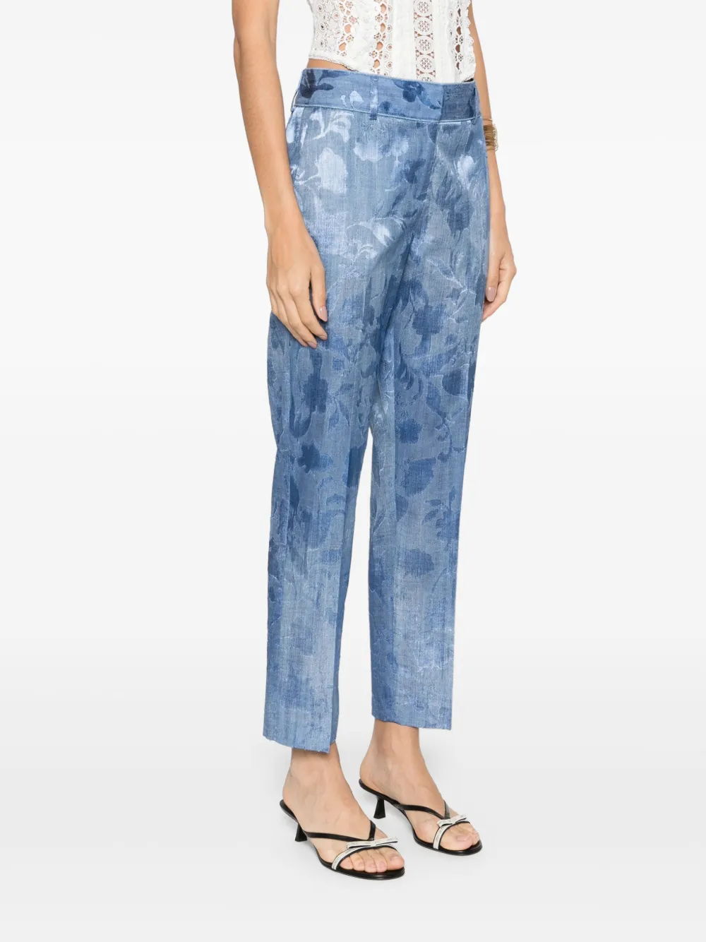 Ermanno Scervino Broek met bloemen jacquard Blauw