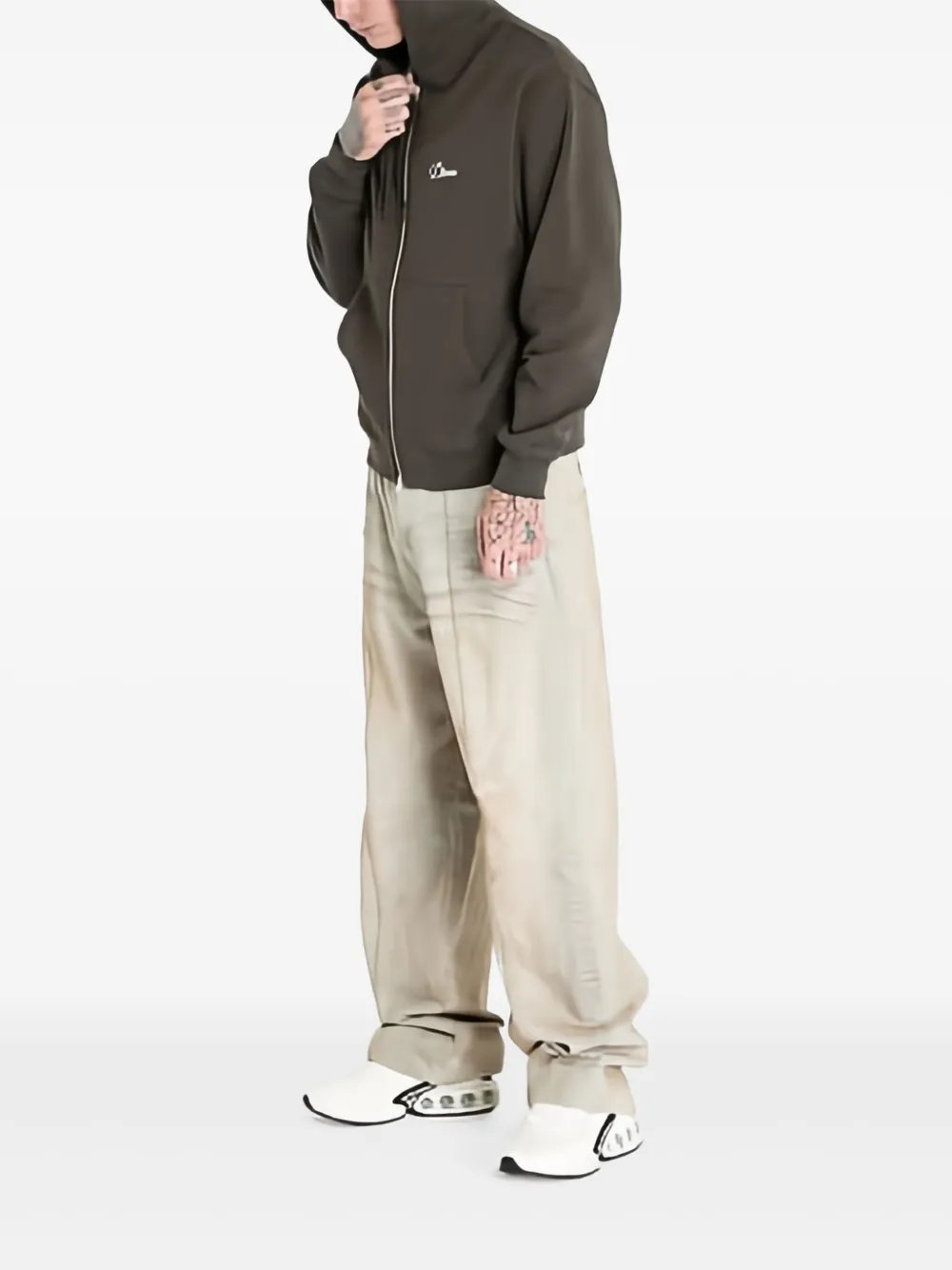 dime Cursive hoodie met rits Grijs