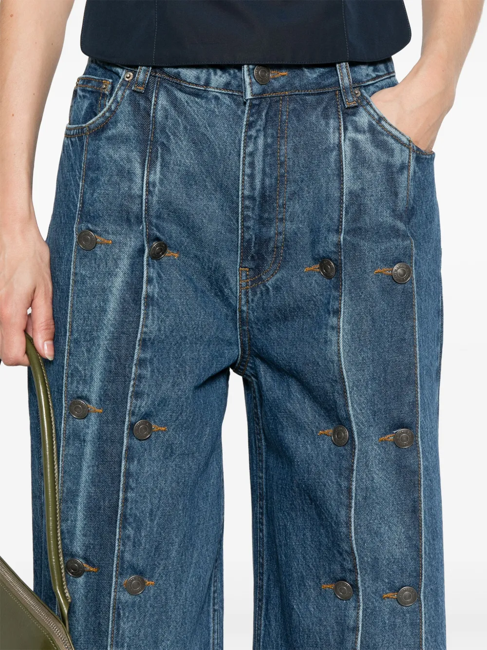 ROTATE BIRGER CHRISTENSEN Jeans met decoratieve knopen Blauw