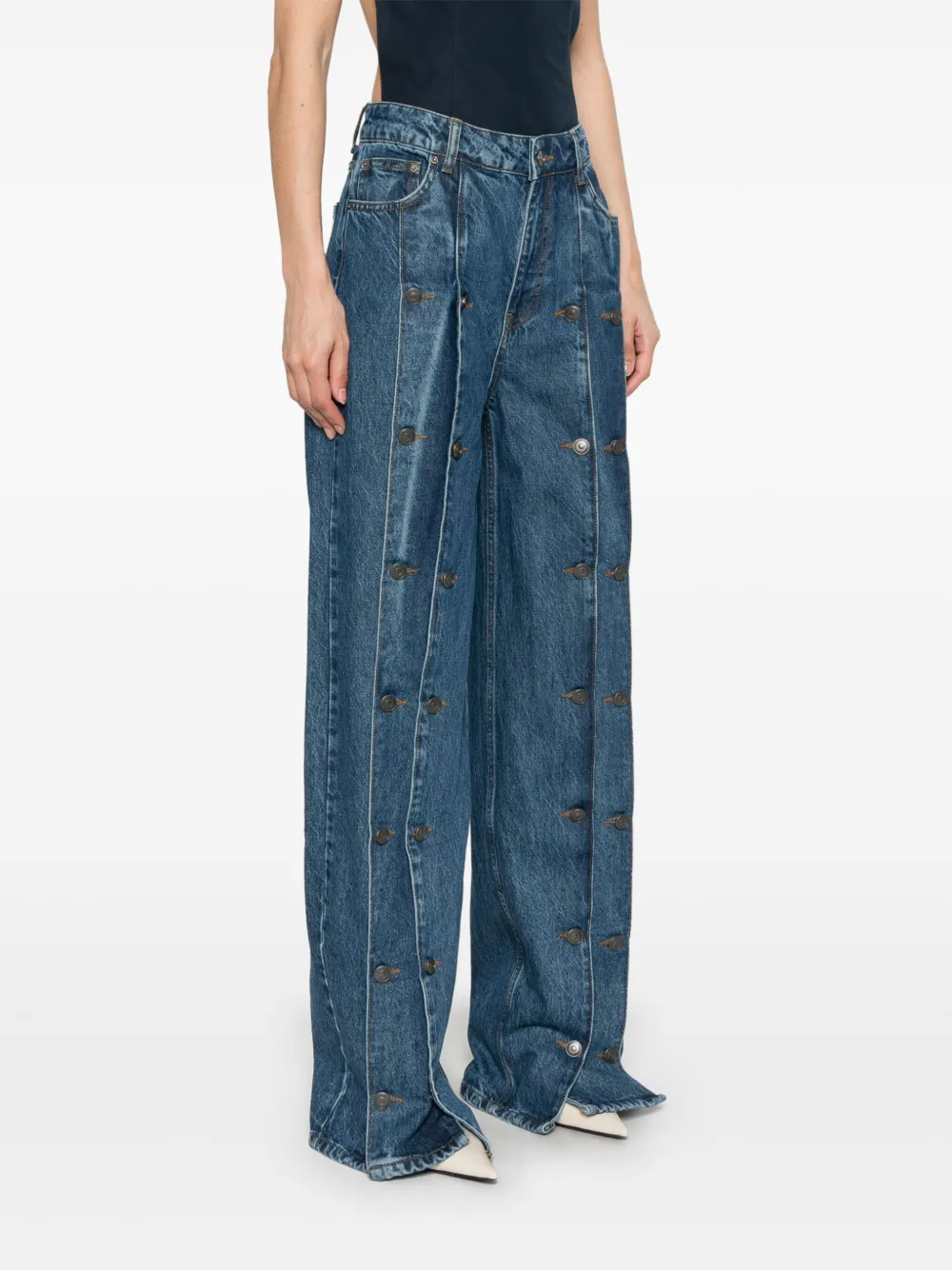 ROTATE BIRGER CHRISTENSEN Jeans met decoratieve knopen Blauw
