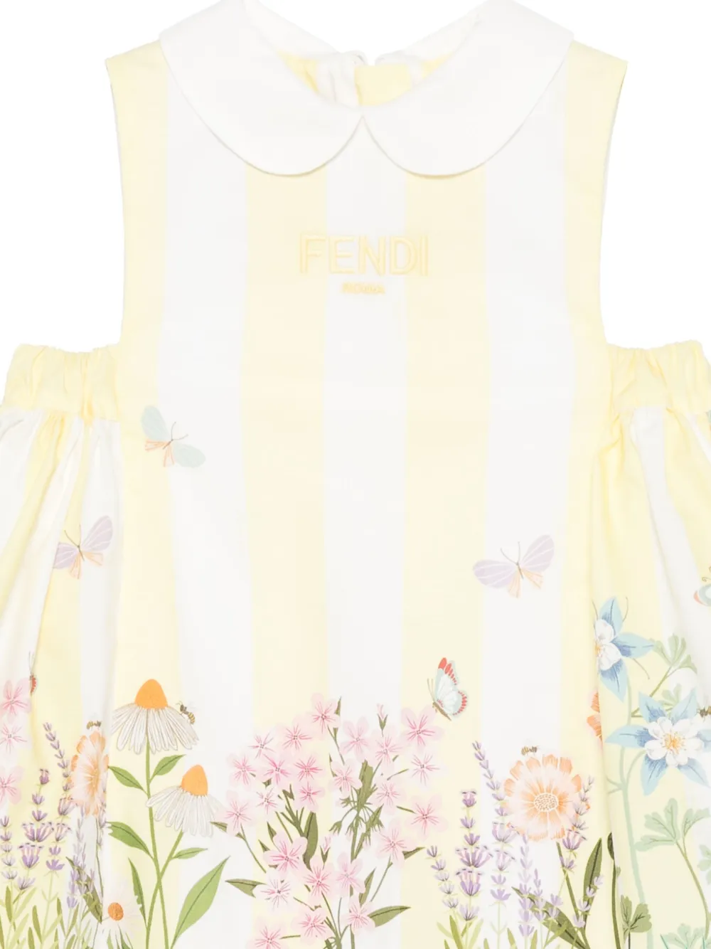 Fendi Kids Jurk met geborduurd logo Geel