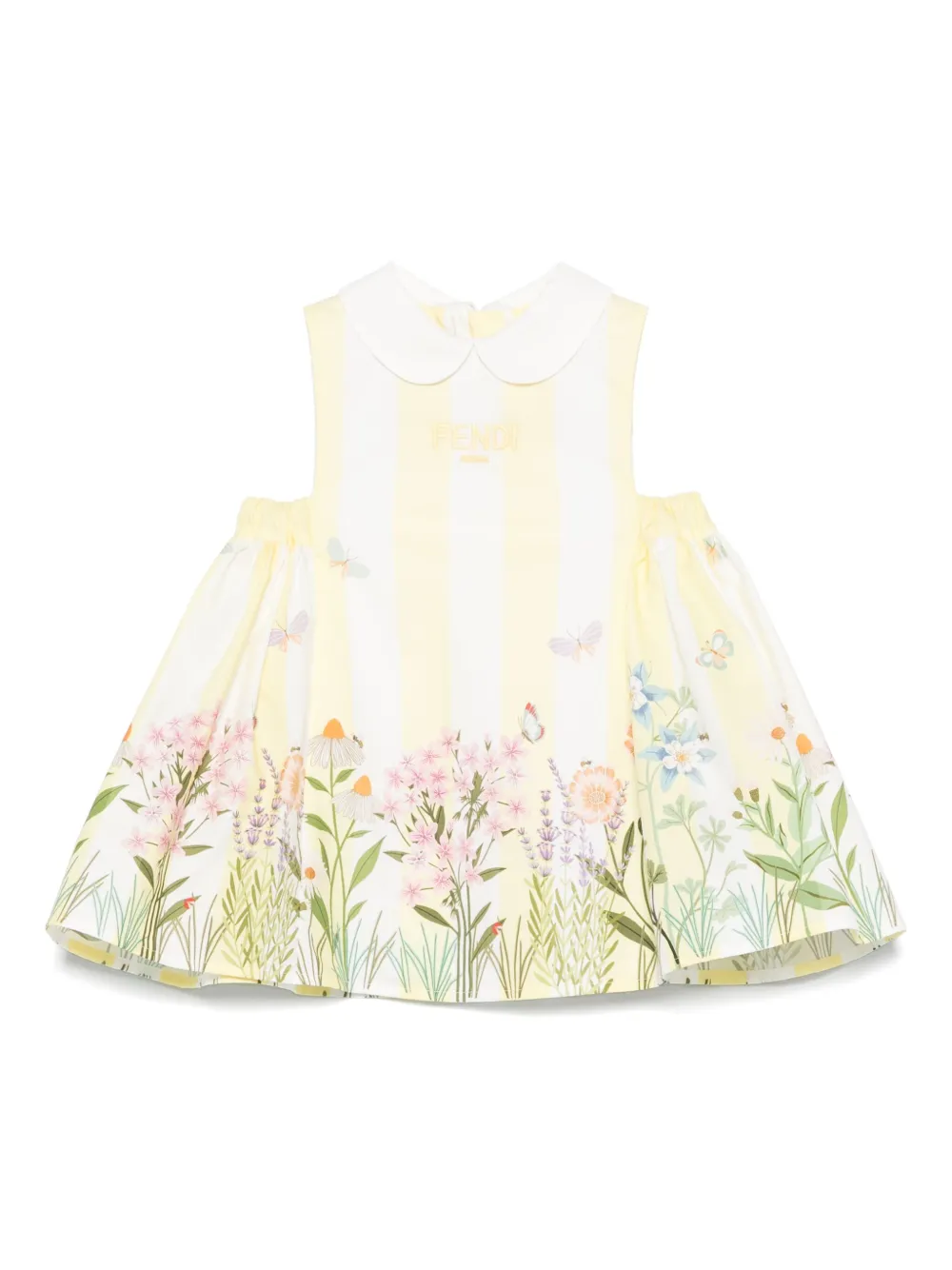 Fendi Kids Jurk met geborduurd logo Geel