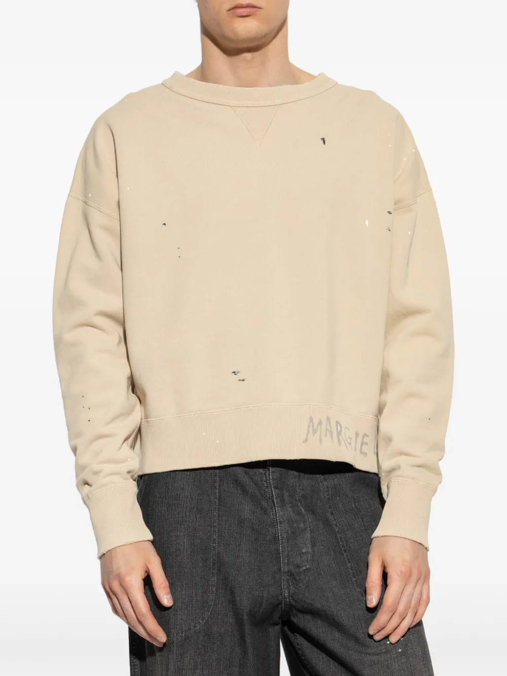Shop Maison Margiela Cotton Sweatshirt In Neutrals