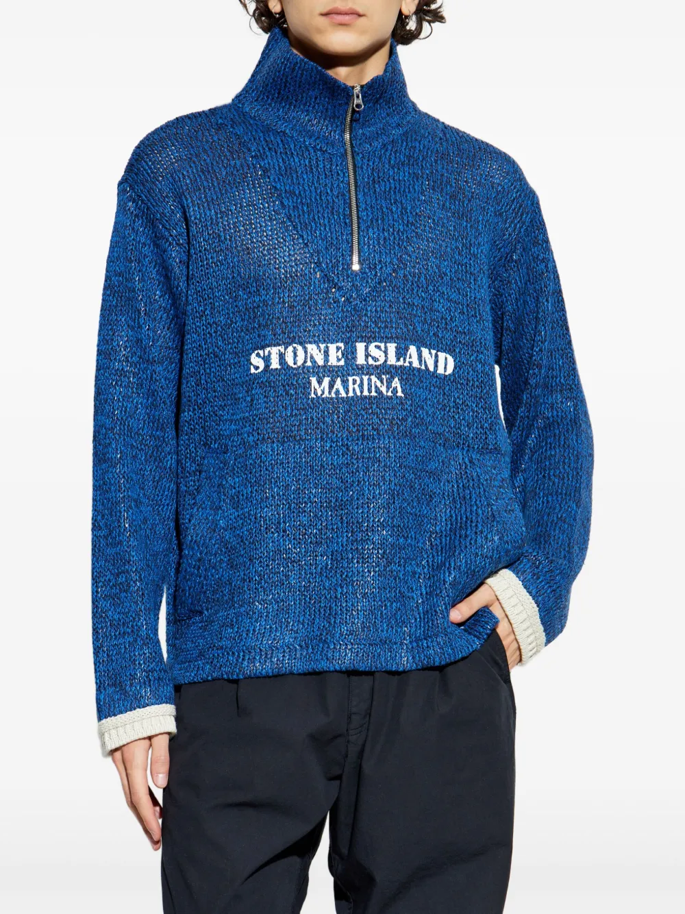 Stone Island Sweater met geborduurd logo Blauw