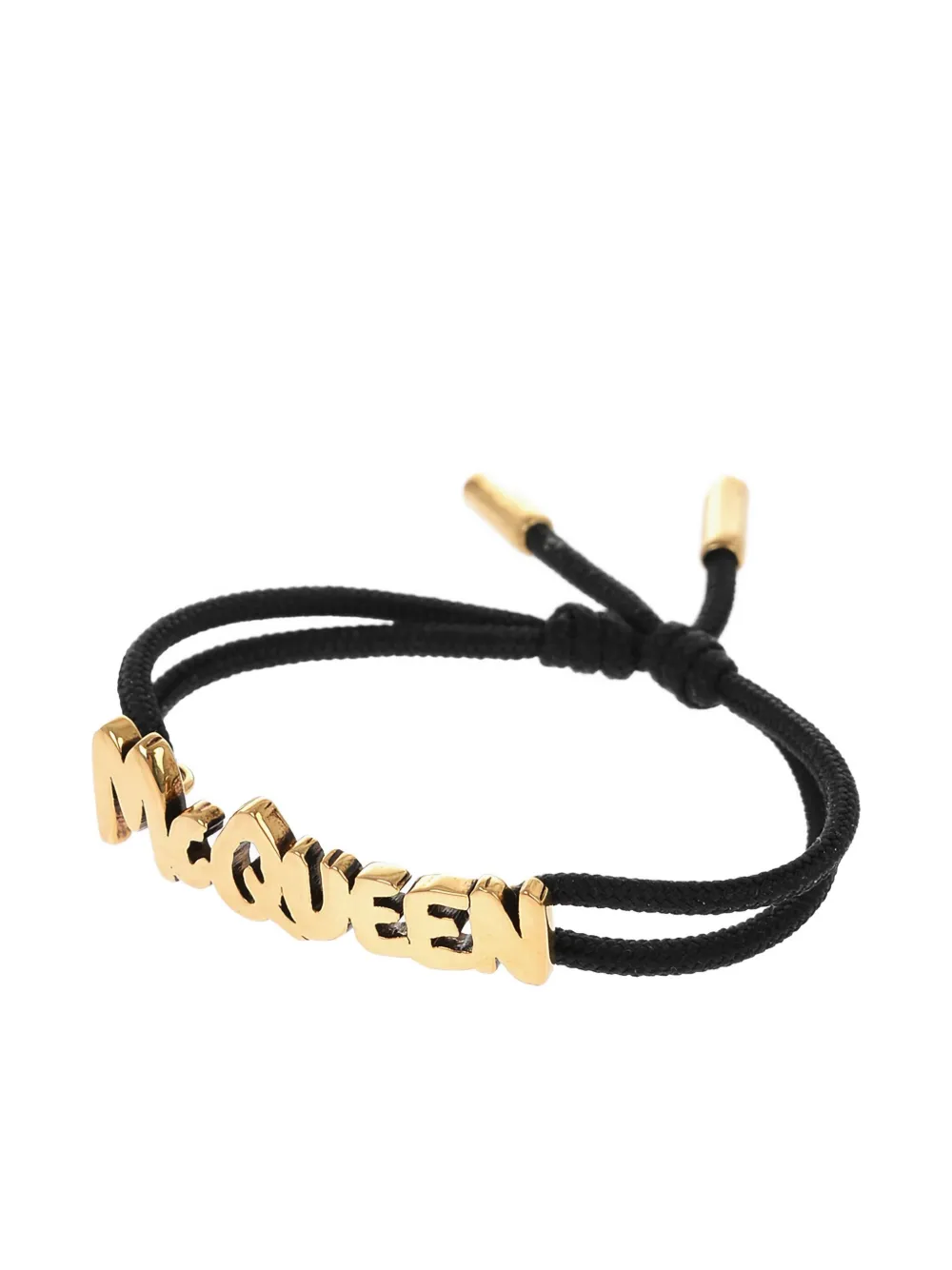Alexander Mcqueen Logo Lettering Adjustable Bracelet In Black