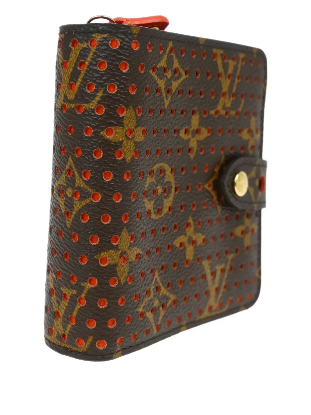 Pre-owned Louis Vuitton 2006 Monogram Perfo Compact Zip Wallet In Brown