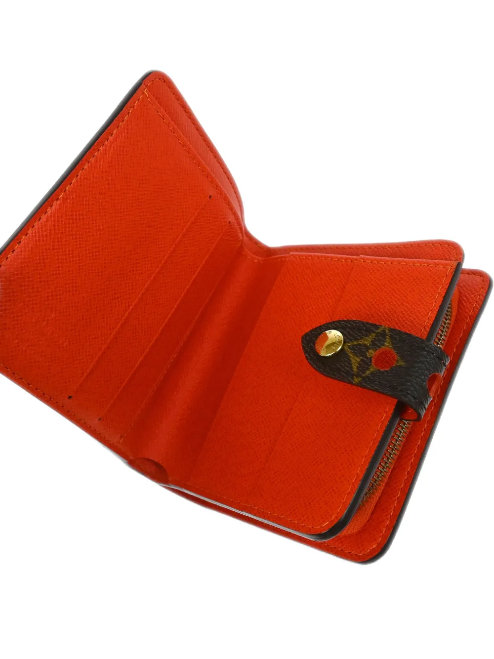 Pre-owned Louis Vuitton 2006 Monogram Perfo Compact Zip Wallet In Brown