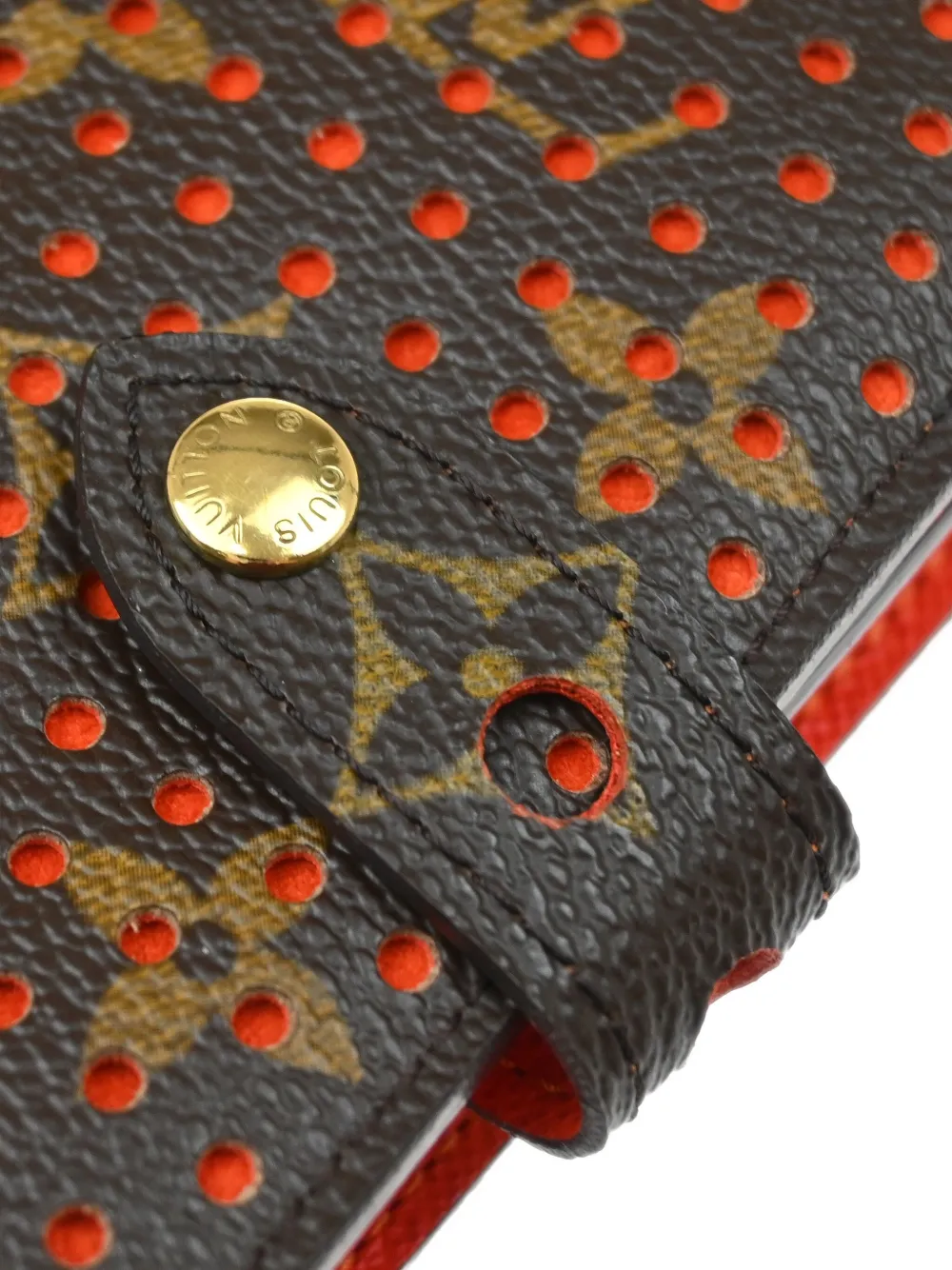 Pre-owned Louis Vuitton 2006 Monogram Perfo Compact Zip Wallet In Brown