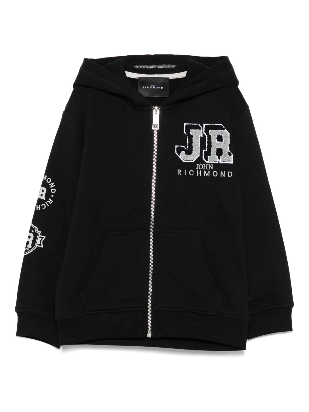 John Richmond Junior Hoodie met geborduurd logo Zwart