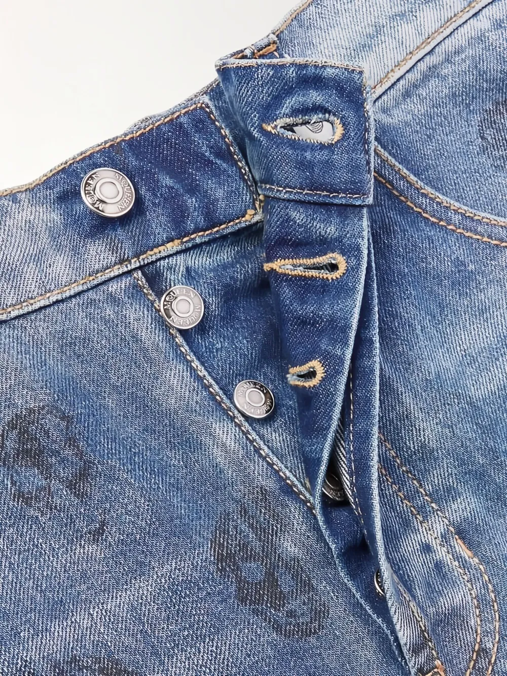Alexander McQueen Jeans met Skull-print Blauw