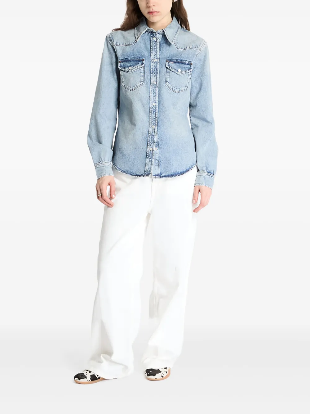 Tommy Jeans washed-denim shirt - Blauw