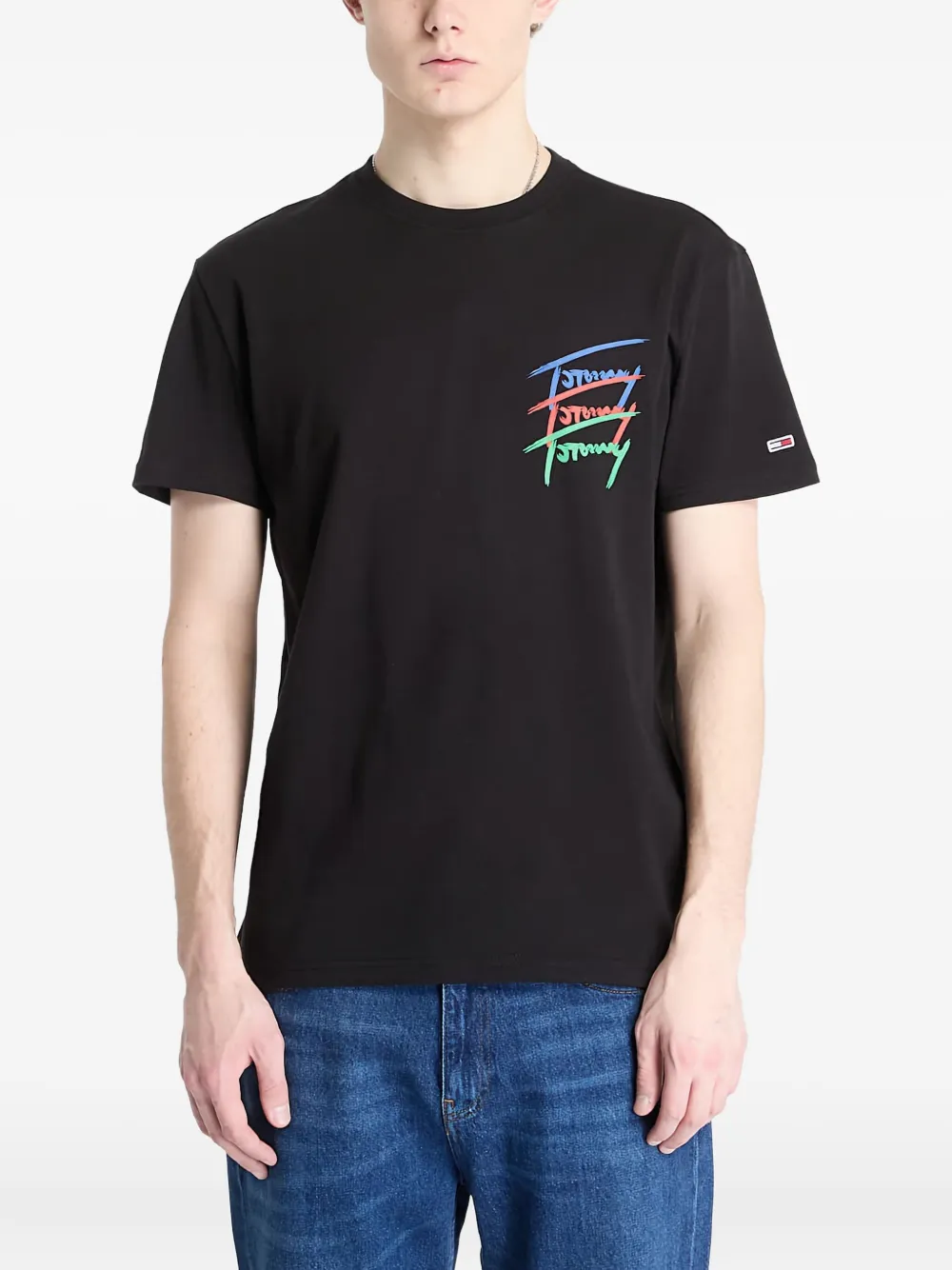 Tommy Jeans Logo-print T-shirt In Black
