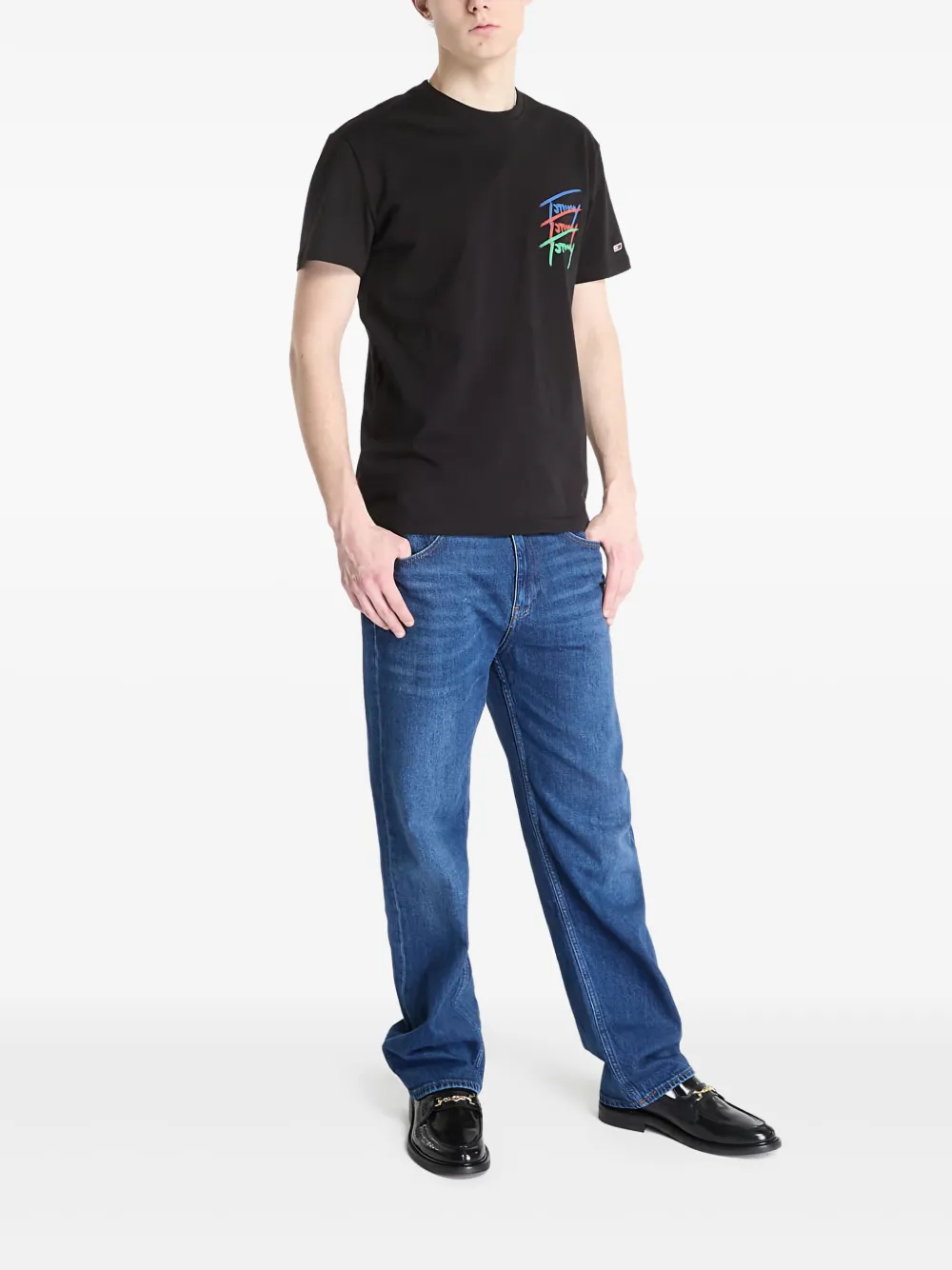 Tommy Jeans Logo-print T-shirt In Black