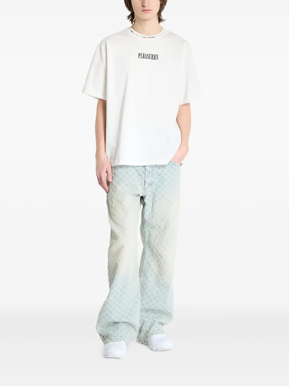 Pleasures Cut Here T-shirt Wit