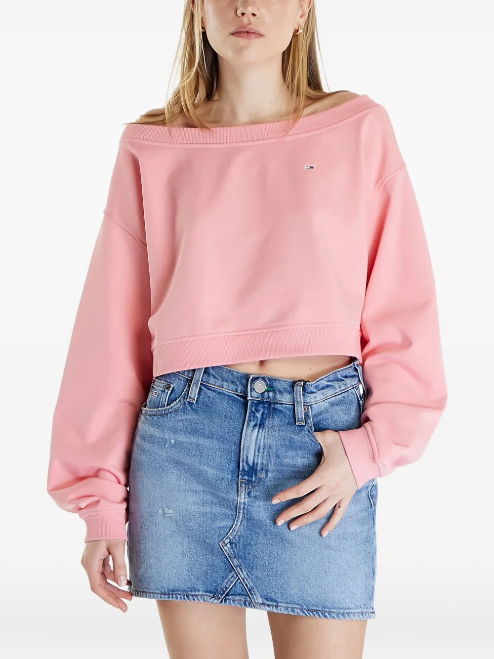 Tommy Hilfiger off-shoulder cropped sweatshirt - ピンク Tommy Hilfiger off-shoulder cropped sweatshirt - ピンク