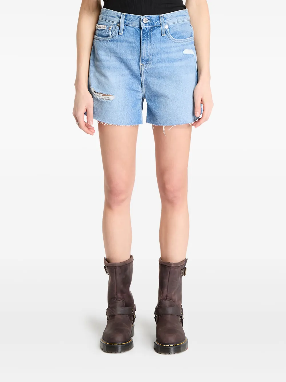 CALVIN KLEIN DISTRESSED DENIM SHORTS 