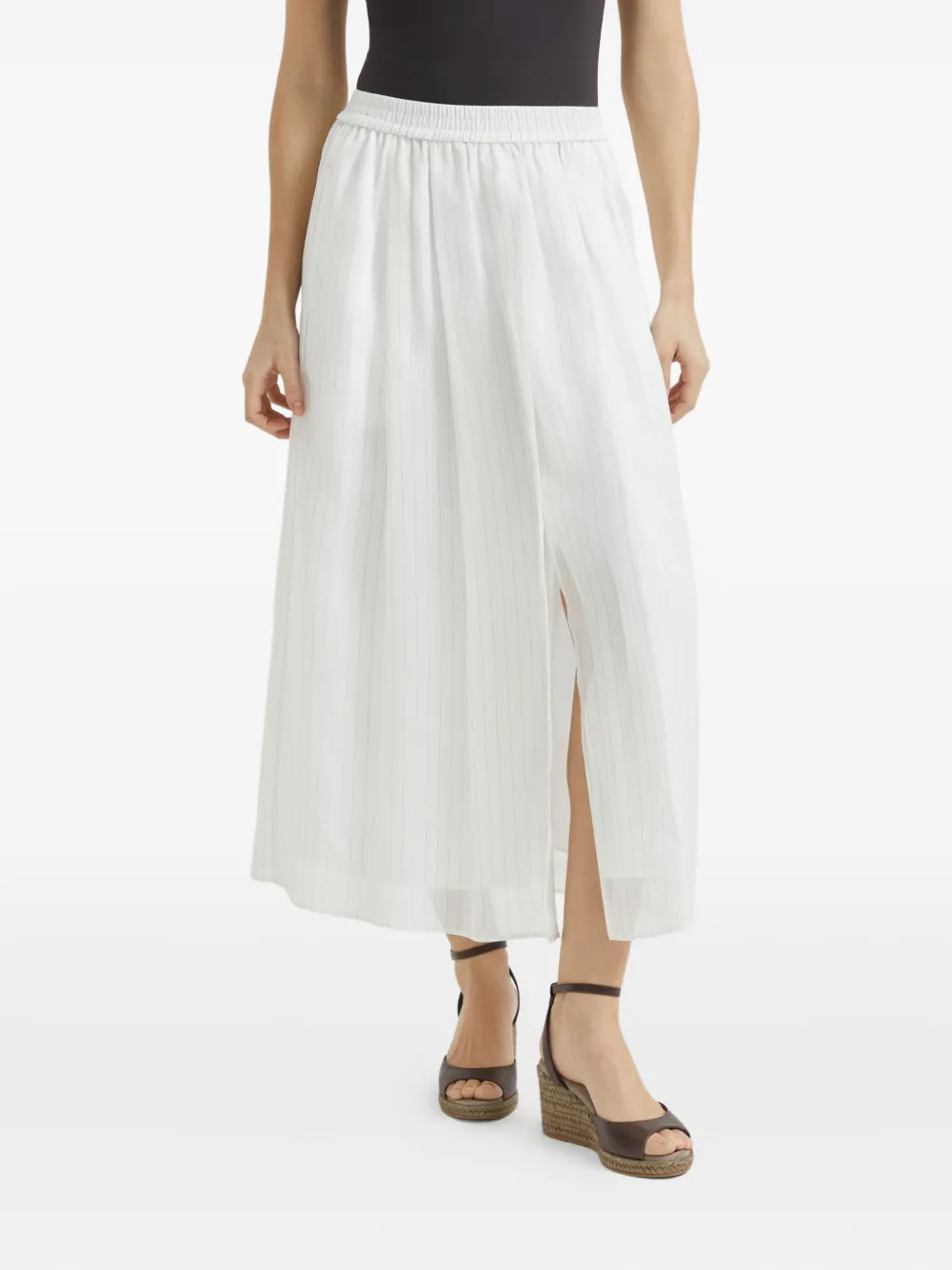 Brunello Cucinelli Katoenen midi-rok Wit